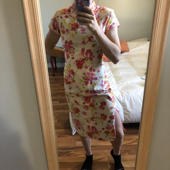 Hich Class vintage mandarin collar floral short sleeve dress size 6 - Picture 3 of 14